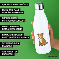 Trinkflasche American Pit Bull Terrier Comic Pitty 500ml Edelstahl Wasserflasche