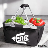 Einkaufskorb faltbar Peace Friedenstaube  20 Liter Tragekorb Black