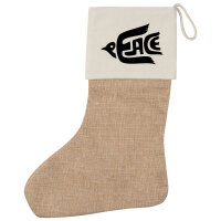 Weihnachtsstrumpf Peace Friedenstaube Beige Jute
