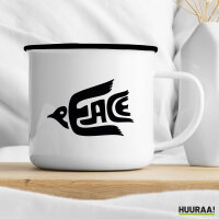 Emaille Tasse Peace Friedenstaube  300ml Vintage Emaille Becher
