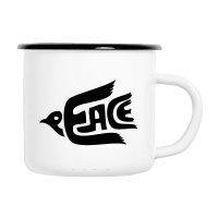 Emaille Tasse Peace Friedenstaube in Wei&szlig;, 300 ml