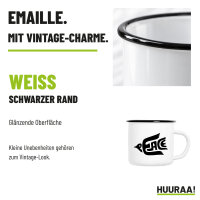Emaille Tasse Peace Friedenstaube in Weiß, 300 ml