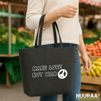 Filz Shopper Make Love not War  22 Liter Filztasche