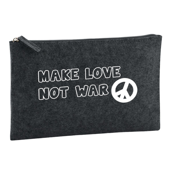 Kulturbeutel Make Love not War  1 Liter Filz Charcoal Kosmetiktasche