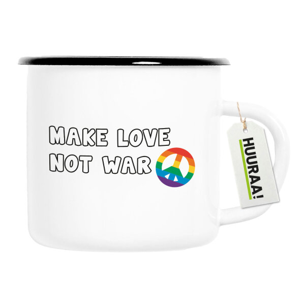 Emaille Tasse Make Love not War  300ml Vintage Emaille Becher