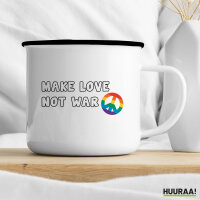 Emaille Tasse Make Love not War  300ml Vintage Emaille Becher