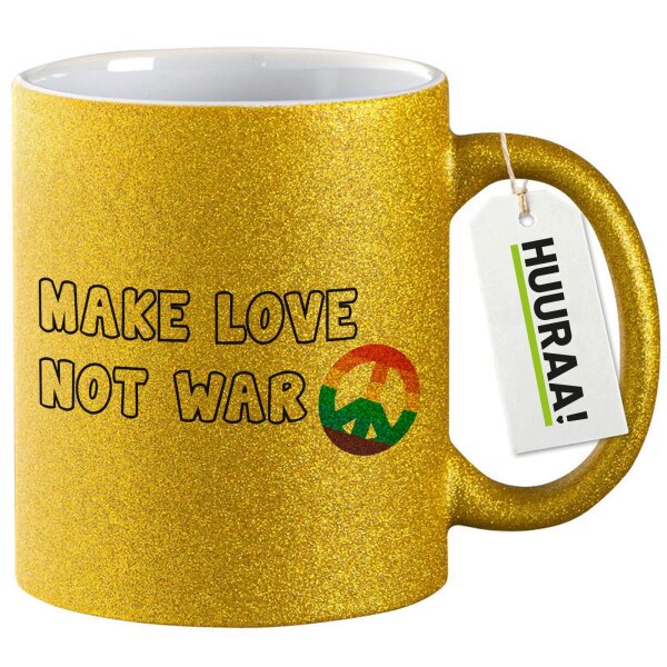 Glitzertasse Make Love not War  330ml