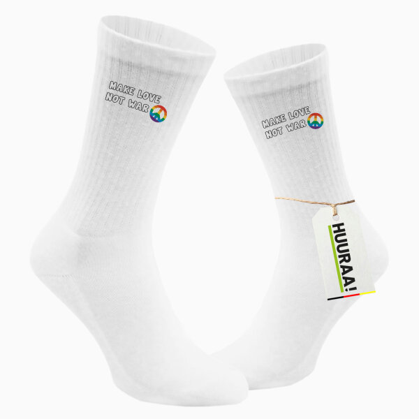 Socken Make Love not War  Größe 37/46 White Motiv Tennissocken