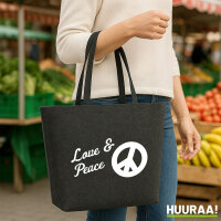 Filz Shopper Love & Peace  22 Liter Filztasche