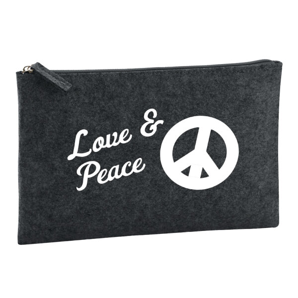 Kulturbeutel Love & Peace  1 Liter Filz Charcoal Kosmetiktasche