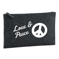 Kulturbeutel Love & Peace  1 Liter Filz Charcoal...