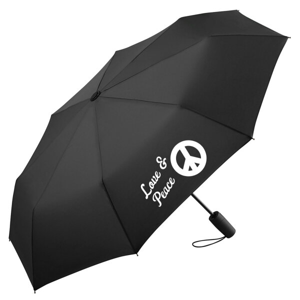 Regenschirm Love & Peace  98cm Schwarz