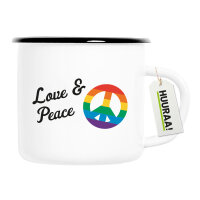 Emaille Tasse Love & Peace  300ml Vintage Emaille Becher