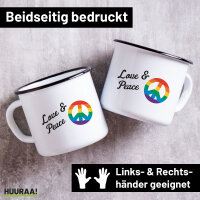 Emaille Tasse Love & Peace  300ml Vintage Emaille Becher