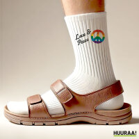Socken Love & Peace  Größe 37/46 White Motiv Tennissocken