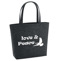 Filz Shopper Love & Peace  22 Liter Filztasche