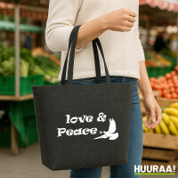 Filz Shopper Love & Peace  22 Liter Filztasche