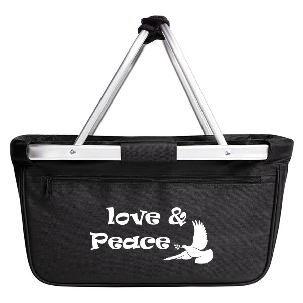 Einkaufskorb faltbar Love & Peace  20 Liter Tragekorb Black