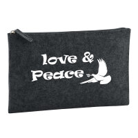 Kulturbeutel Love & Peace  1 Liter Filz Charcoal...