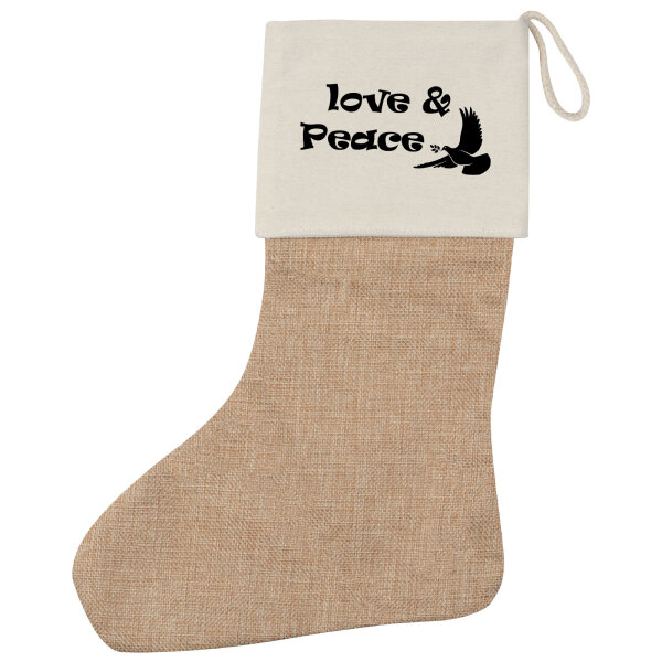 Weihnachtsstrumpf Love & Peace  Beige