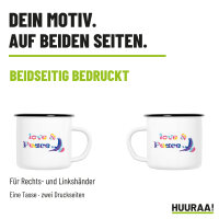 Emaille Tasse Love & Peace in Weiß, 300 ml