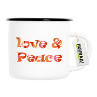 Emaille Tasse Love & Peace 70s  300ml Vintage Emaille...