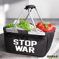 Einkaufskorb faltbar Stop War  20 Liter Tragekorb Black