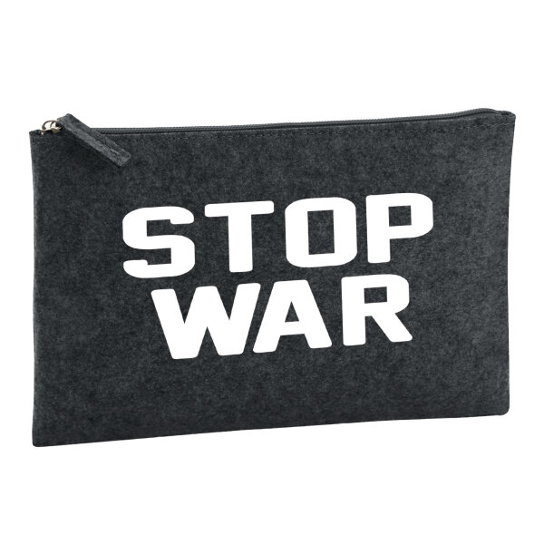 Kulturbeutel Stop War  1 Liter Filz Charcoal Kosmetiktasche
