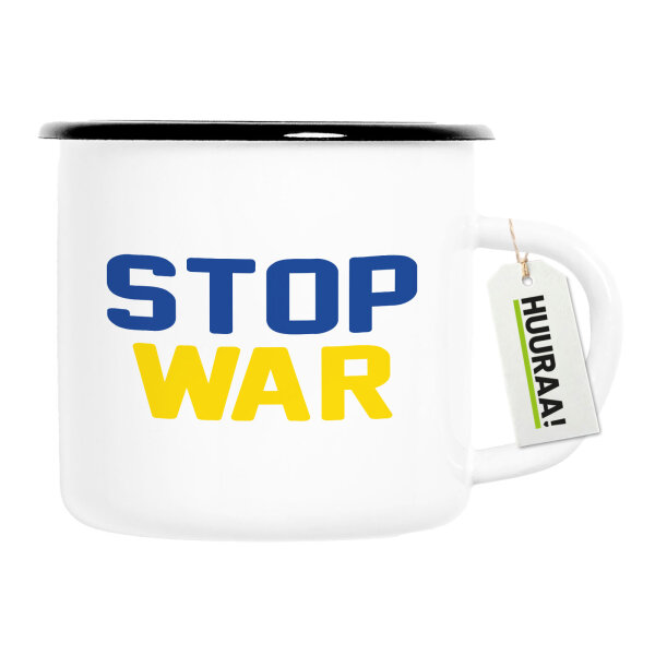 Emaille Tasse Stop War  300ml Vintage Emaille Becher