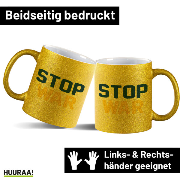 Glitzertasse Stop War  330ml
