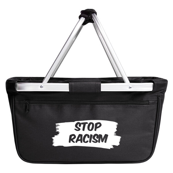 Einkaufskorb faltbar Stop Racism  20 Liter Tragekorb Black