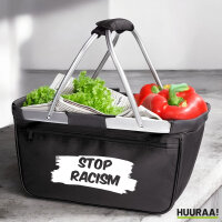Einkaufskorb faltbar Stop Racism  20 Liter Tragekorb Black
