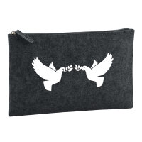Kulturbeutel Friedenstauben  1 Liter Filz Charcoal...