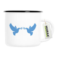Emaille Tasse Friedenstauben  300ml Vintage Emaille Becher