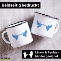 Emaille Tasse Friedenstauben  300ml Vintage Emaille Becher