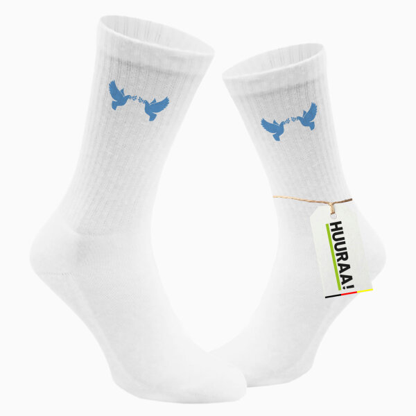 Socken Friedenstauben  Größe 37/46 White Motiv Tennissocken