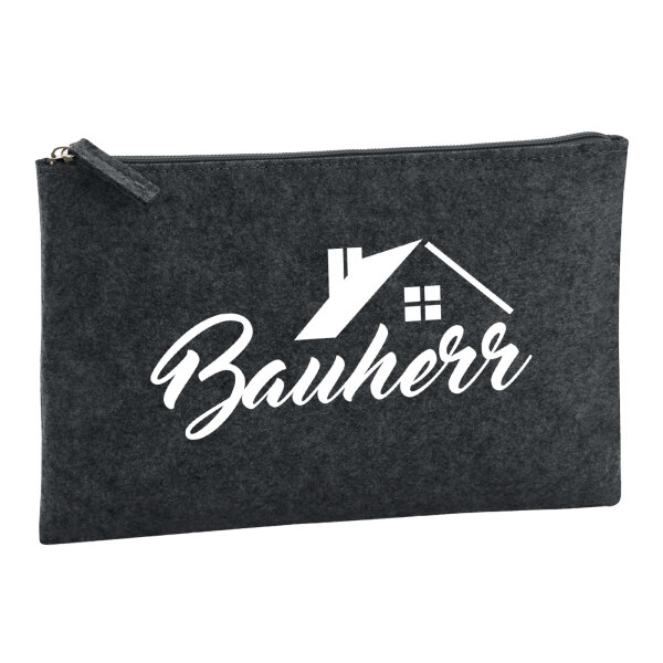 Kulturbeutel Bauherr  1 Liter Filz Charcoal Kosmetiktasche