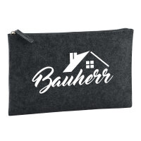 Kulturbeutel Bauherr  1 Liter Filz Charcoal Kosmetiktasche