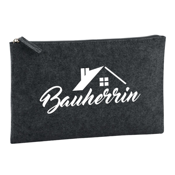 Kulturbeutel Bauherrin  1 Liter Filz Charcoal Kosmetiktasche