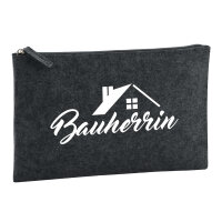 Kulturbeutel Bauherrin  1 Liter Filz Charcoal Kosmetiktasche