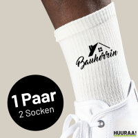 Socken Bauherrin  Größe 37/41 White Motiv Tennissocken