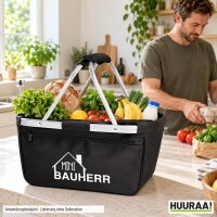 Einkaufskorb Mini Bauherr in Black, faltbar, 20 Liter