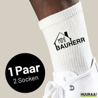 Socken Mini Bauherr  Größe 37/46 White Motiv Tennissocken