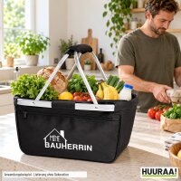 Einkaufskorb Mini Bauherrin in Black, faltbar, 20 Liter