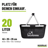 Einkaufskorb Mini Bauherrin in Black, faltbar, 20 Liter