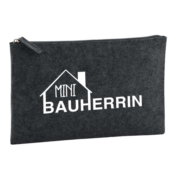 Kulturbeutel Mini Bauherrin  1 Liter Filz Charcoal Kosmetiktasche