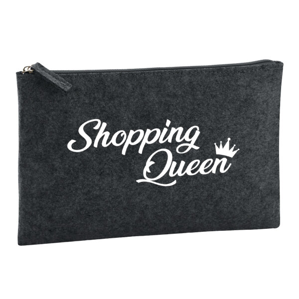 Kulturbeutel Shopping Queen  1 Liter Filz Charcoal Kosmetiktasche