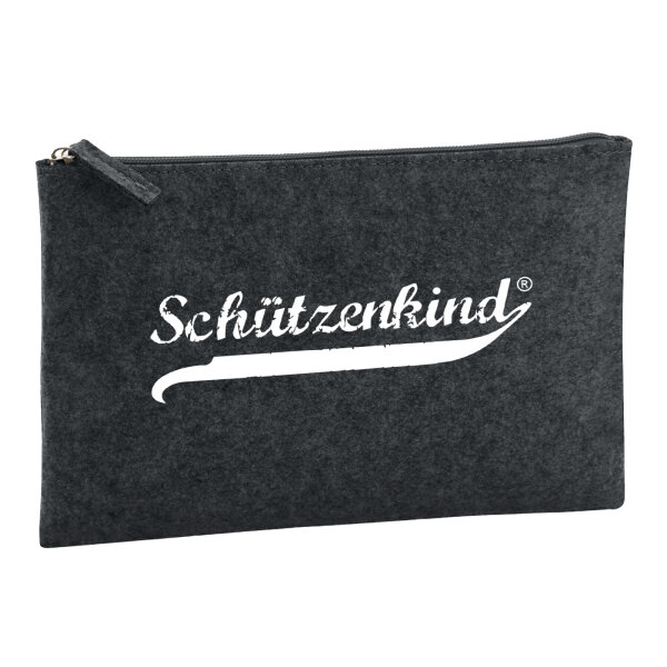 Kulturbeutel Schützenkind Vintage 1 Liter Filz Charcoal Kosmetiktasche