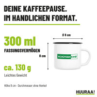 Emaille Tasse Schützenkind Modern in Weiß, 300 ml