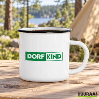 Emaille Tasse Dorfkind Modern in Wei&szlig;, 300 ml